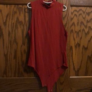Red turtleneck bodysuit